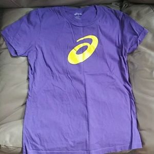 Asics Purple and Yellow Short Sleeve Tee